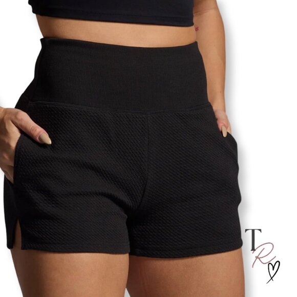 Born Primitive Cloud Shorts Black Waffle Knit High-Rise Athleisure Size Medium - Picture 1 of 8